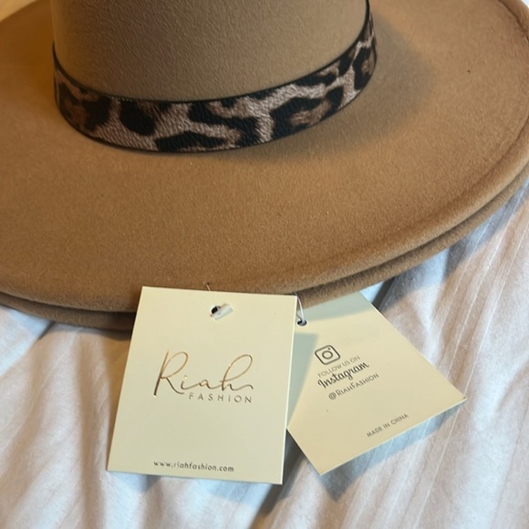 Tan and Brown Wide-Brim Hat with Decorative Band - Picture 2 of 5